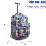 J World Girls Sunrise 18 Rolling Backpack for School and Travel, Secret Garden