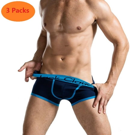 Mens Underwear Breathable Boxer Briefs 3 Pack Soft Cotton Shorts Underware Man Active Color Splicing