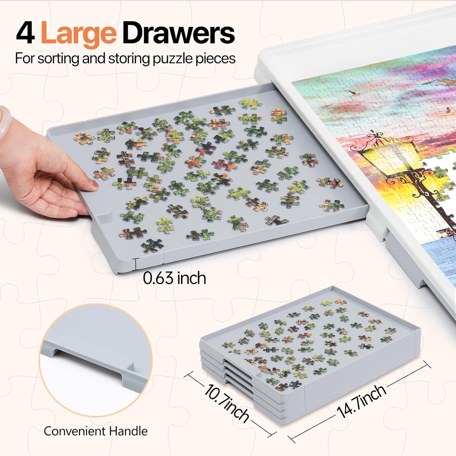 1500 Pieces 2-in-1 Tilting & Rotating Puzzle Board with Drawers and Cover, 35"x27" Portable Spinning Plastic Jigsaw Puzzle Table for Adults, Upgraded Lazy Susan
