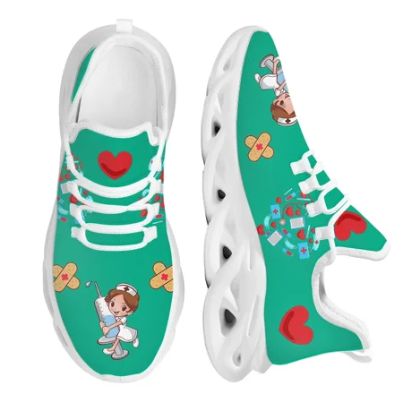 

Lovely Nurse Medical Healthcare Print Ladies Platform Shoes Light Mesh Running Sneakers Casual Nurse Shoes For Women