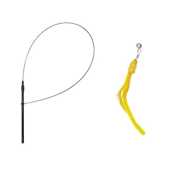 YATAV Cat Wand Toy,Cat Toy Set with 1 Long Steel Wand and Crinkle Teaser Refills Stimulate Hunting Instincts Interactive Cat Toys for Indoor Cats and Kittens,Cat Fishing Pole Toy(Yellow)