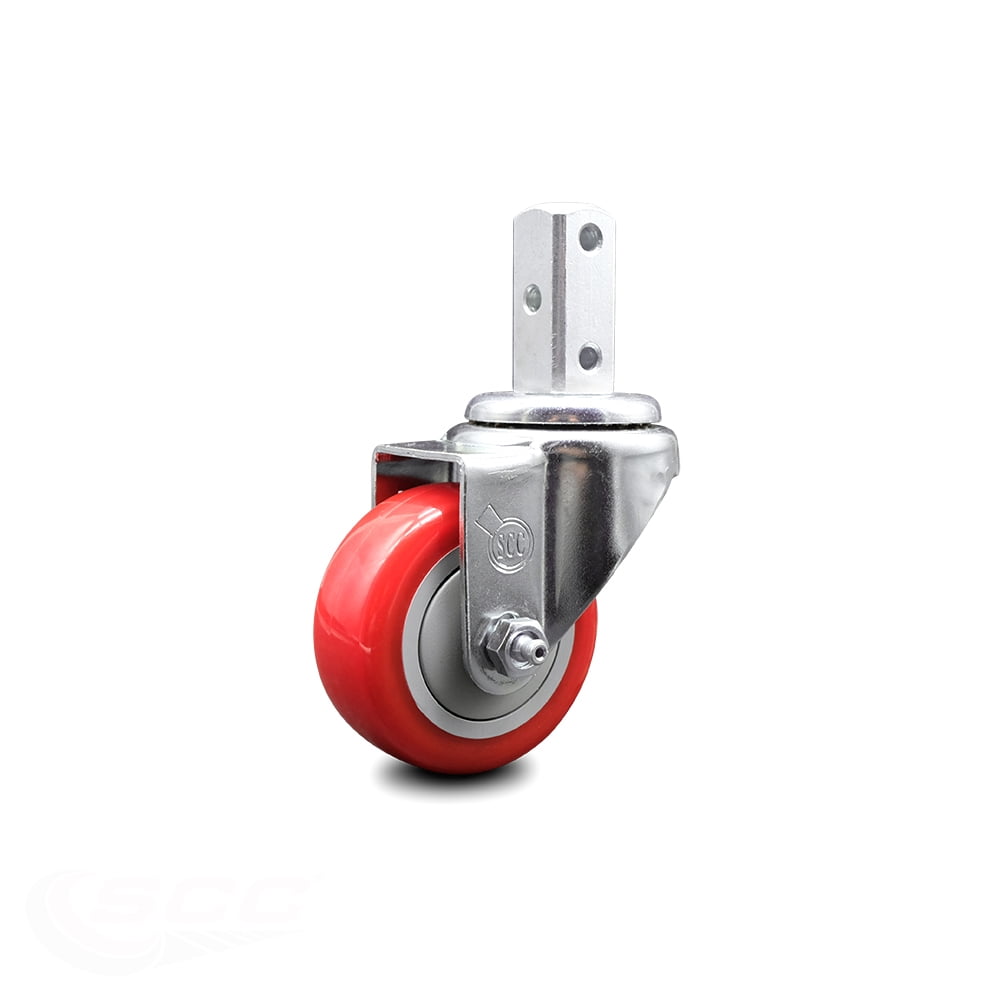 SCC 3.5" x 1.25" Red Polyurethane Wheel Swivel Caster 250lbs/Caster 
