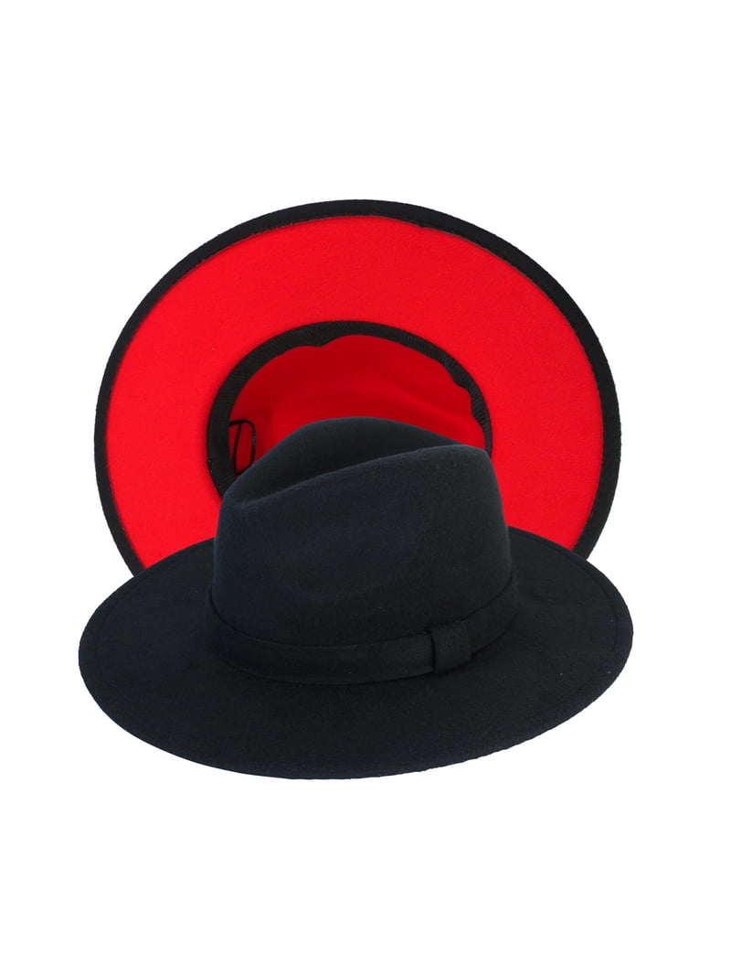 Black with Underbrim Fedora Hat Panama Wide Brim Cotton Felt Hat - Walmart.com