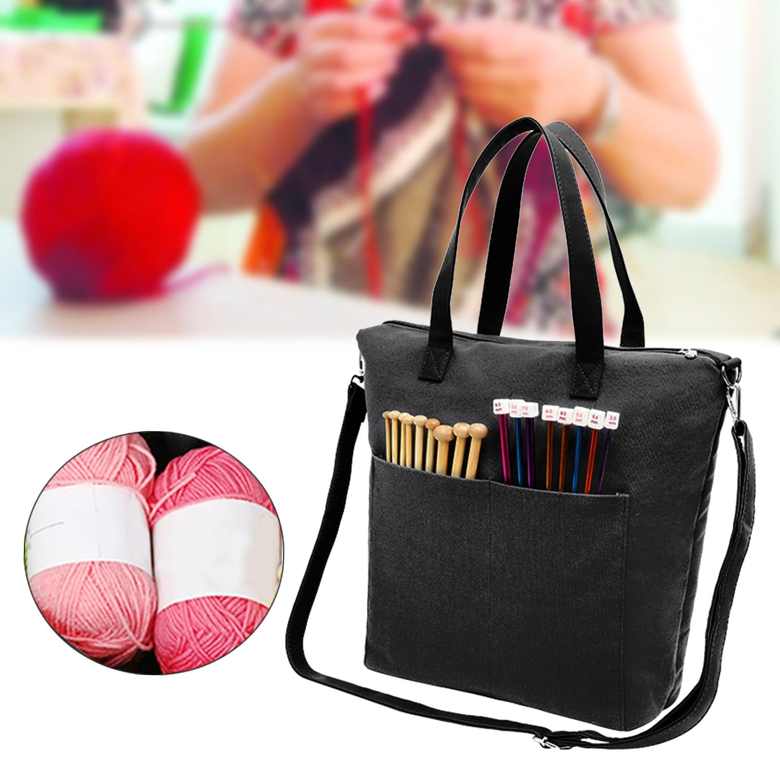 Wxqbjtam Yarn Storage Organizer Knitting Bag Empty Storage Bag Large Crochet Bag Tote for black