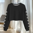 thumbnail image 4 of Miluxas Womens Spring Printed Crop Sweatshirt Floral Graphic Crewneck Long Sleeve Pullover Top Casual Going Out Streetwear Black, 4 of 5