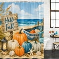 thumbnail image 3 of 60x72 Inch Shower Curtains for Bathroom, Fall Coastal Pumpkins Fabric Bath Curtain Decor, Thanksgiving Nautical Beach Waves Waterproof Restroom Curtains Shower Set Accessories with 12 Hooks 60 Inch, 3 of 6