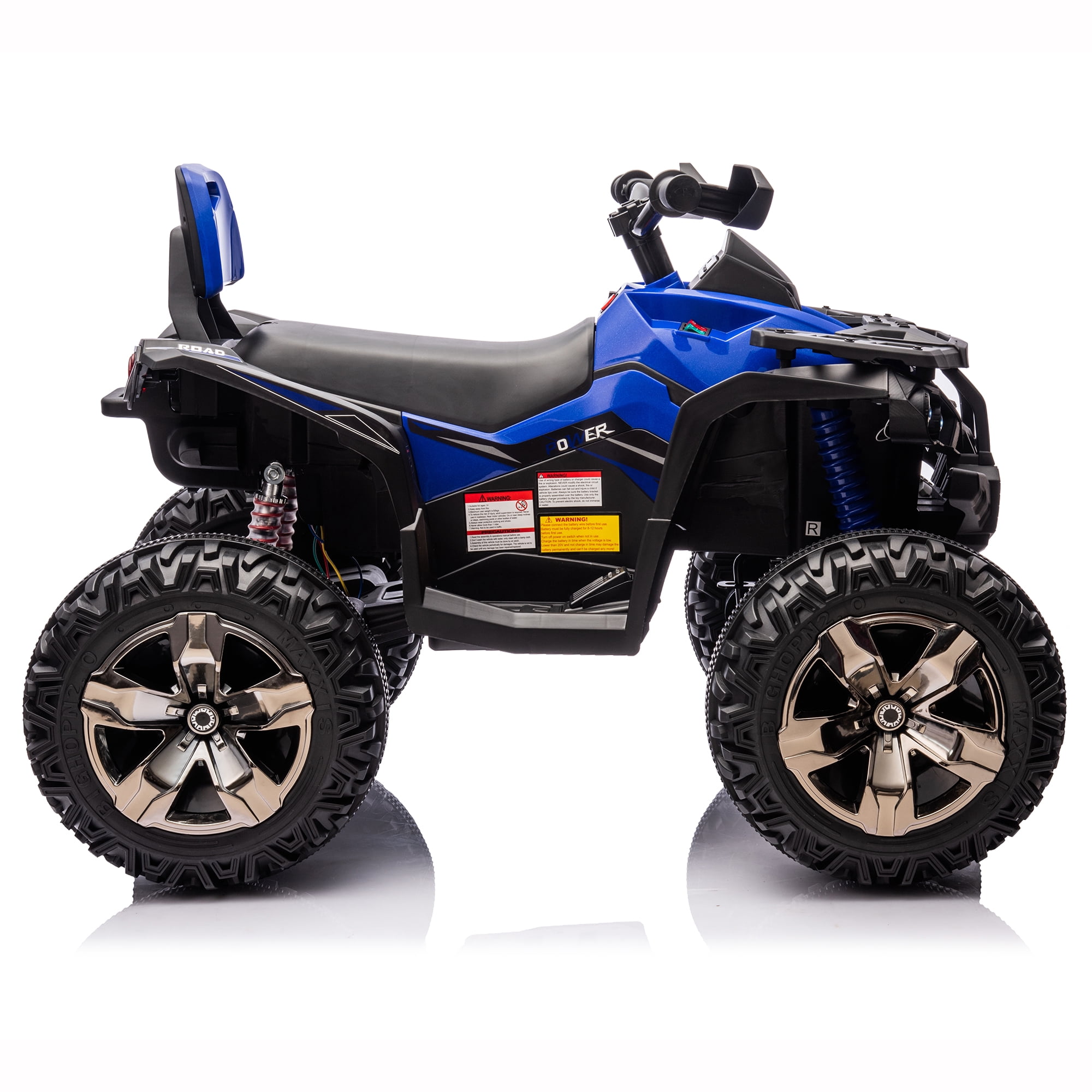 800W Dirt Quad w/ Remote Control - 24V Powered Ride on ATV, Electric Powerful 4-Wheeler for Big Kids, Up to 5.5 mph, Knee Pads, Blue