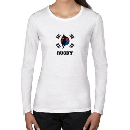 - South Korea Olympic - Rugby - Flag - Silhouette Women's Long Sleeve T-Shirt