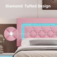 thumbnail image 4 of 4 EVER WINNER Twin Size LED Bed Frame with Headboard，Upholstered Platform Bed Frame with LED Lights，Diamond Tufted Headboard and Footboard，Pink, 4 of 7