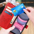 thumbnail image 4 of Phone Case for iPhone XR Wallet,Card Holder [Kickstand][Wrist Strap] Butterfly Floral Embossed for Women PU Leather Flip Protective Cover for iPhone XR Cases 2021 (Red), 4 of 16
