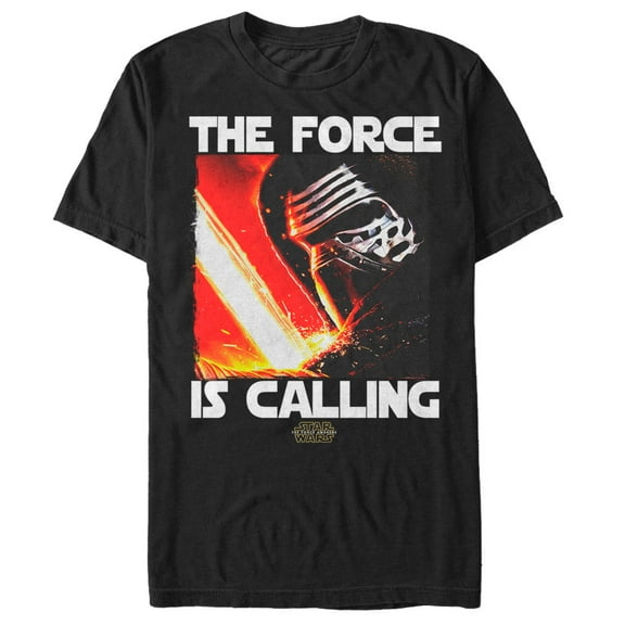 Men's Star Wars The Force Awakens Kylo Ren the Force is Calling  Graphic Tee Black Large