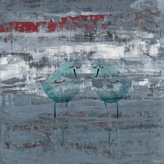 "Two Blue Birds" Painting Print on Wrapped Canvas