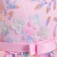 thumbnail image 5 of IBTOM CASTLE Girls Princess Long Sleeve Rainbow Party Tulle Dress 3D Flower Ruffle Mesh Dress Pageant Birthday Smocked Back Wedding Flower Girl Dress 3-4T Pink, 5 of 7