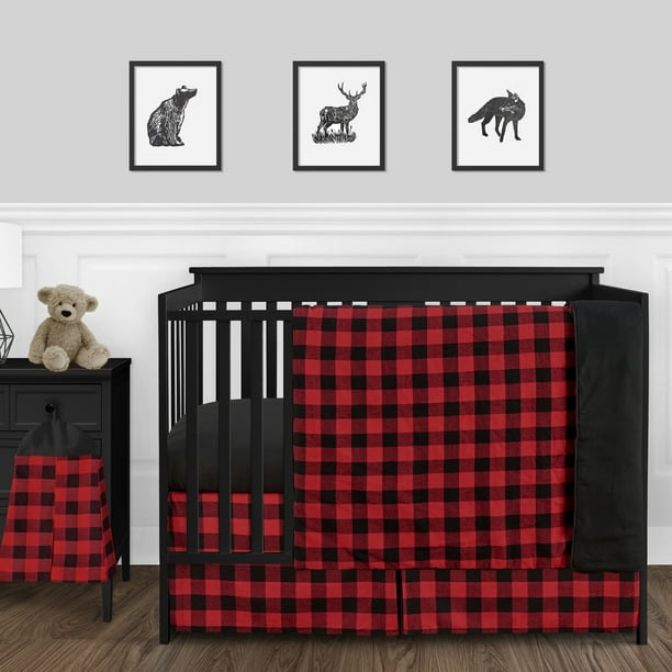 Woodland Buffalo Plaid Check Baby Boy Nursery Crib Bedding Set by Sweet