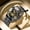 Black Steel-Black Surface-Gold Nail, variant on Men's Chronograph Quartz Watch, 30M Waterproof Moon Phase Two-Tone Steel Band