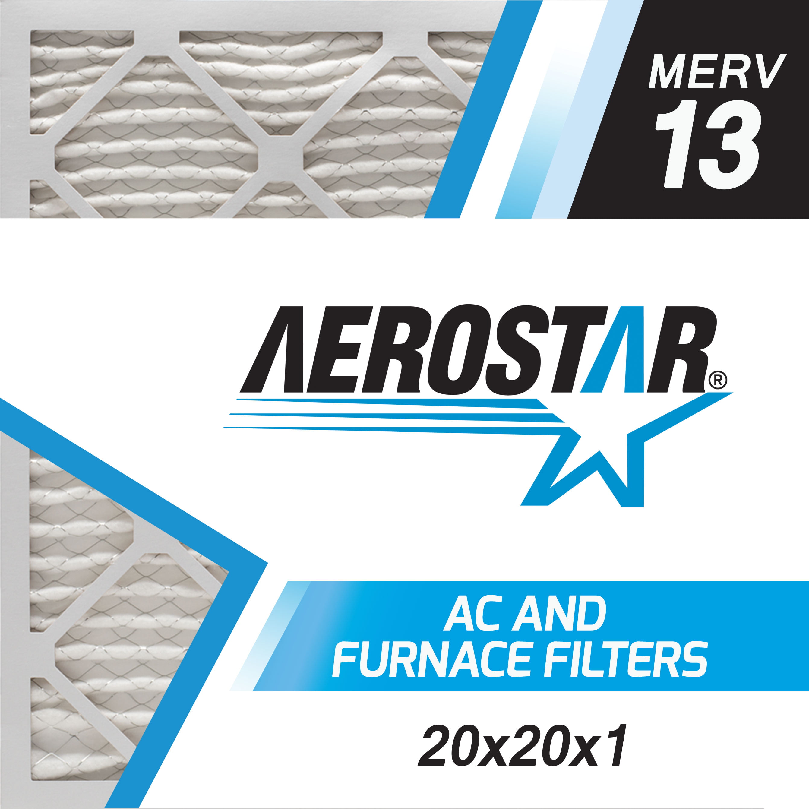 MERV 13 Box of 1 20x20x1 AC and Furnace Air Filter by Aerostar 