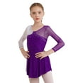thumbnail image 4 of Linjinx Kids Girls Long Sleeve Figure Ice Skating Dress Ballerina Shiny Diamond Ballet Dance Leotards Purple 6, 4 of 7