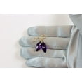 thumbnail image 4 of 14k Yellow Gold Purple Simulated Amethyst Earrings Faceted Marquise Cut Dangle Teardrops for Adult Women, 4 of 5