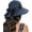 Adult#Navy Blue, variant on Sun Straw Hat for Women with Wind Lanyard Wide Brim Foldable Beach Summer Hats Womens UV 50+ Protection Bowknot Cap