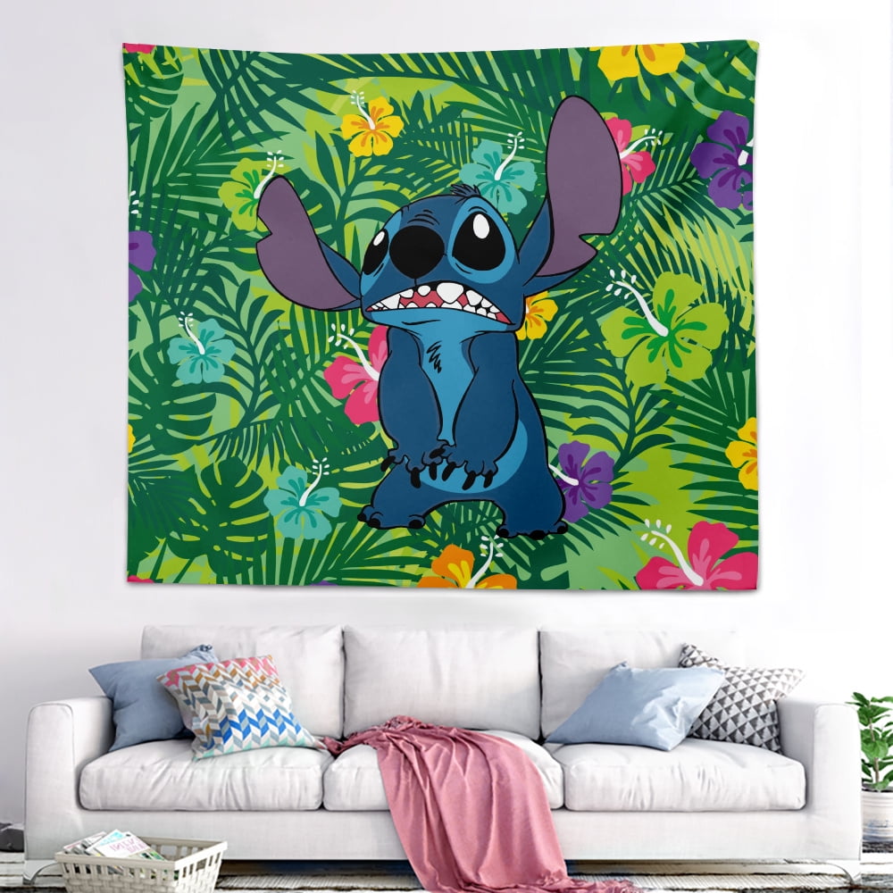 Mengen Lilo & Stitch Birthday Party Backdrop Party DecorLilo & Stitch Tapestry,Lilo & Stitch Living Room Home Decor/S-100*75cm, Size: Small-100*75cm, Other