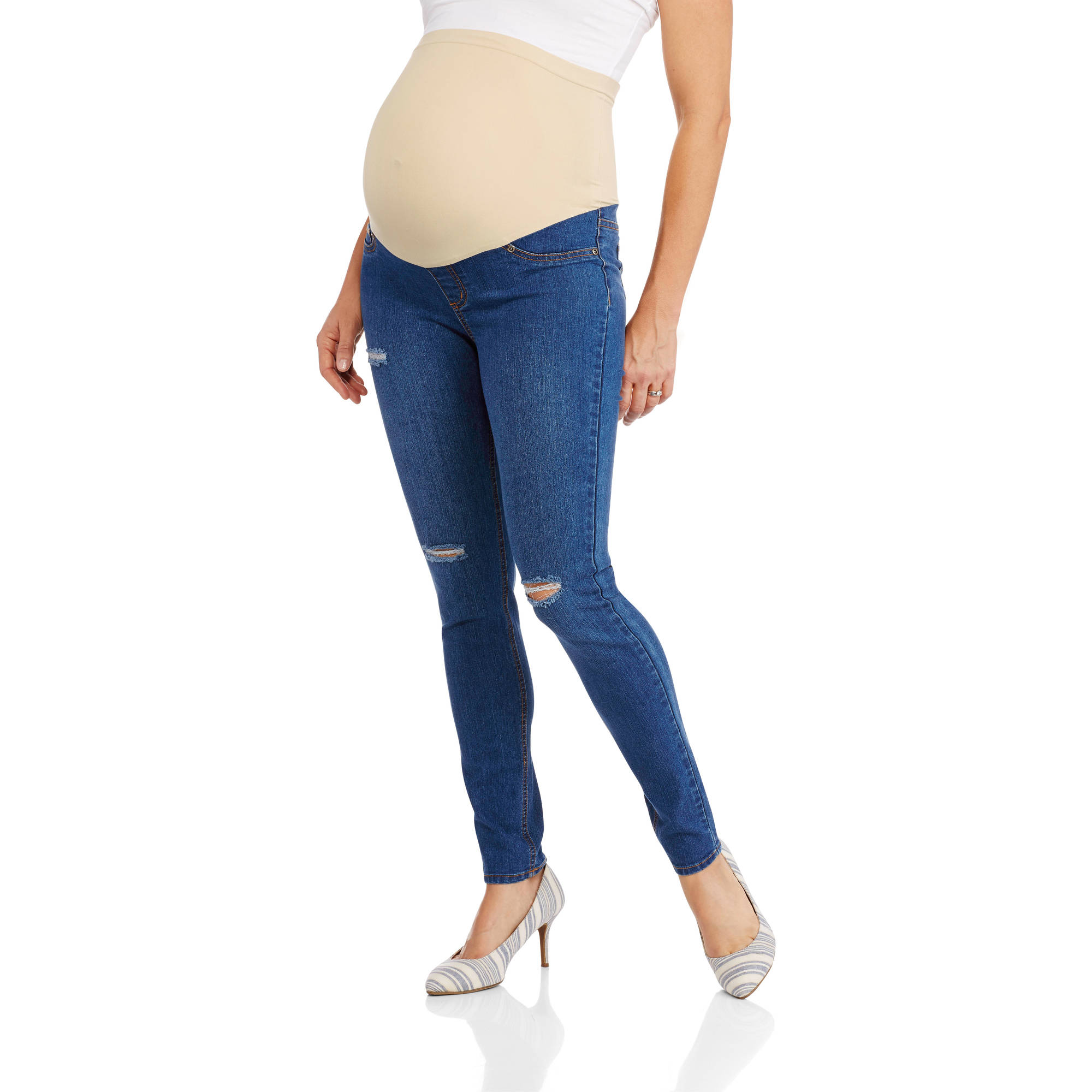 Maternity Full Panel Super Soft Distressed Jeans