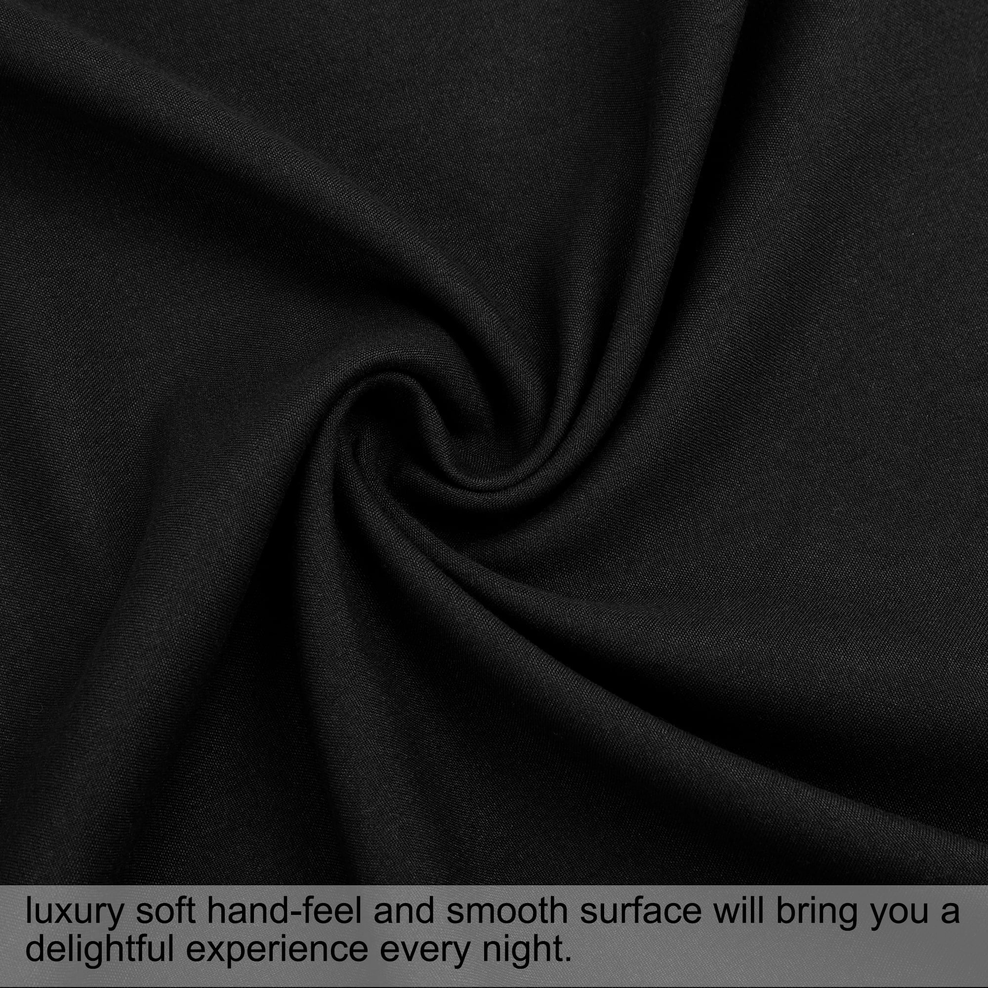Unique Bargains 2Pcs Brushed Zipper Closure Microfiber Pillowcases Black Standard