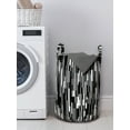 thumbnail image 3 of Black and White Laundry Bag, Barcode Pattern Abstraction Vertical Stripes in Grayscale Colors, Hamper Basket with Handles Drawstring Closure for Laundromats, 13" x 19", Black Grey White, by Ambesonne, 3 of 4