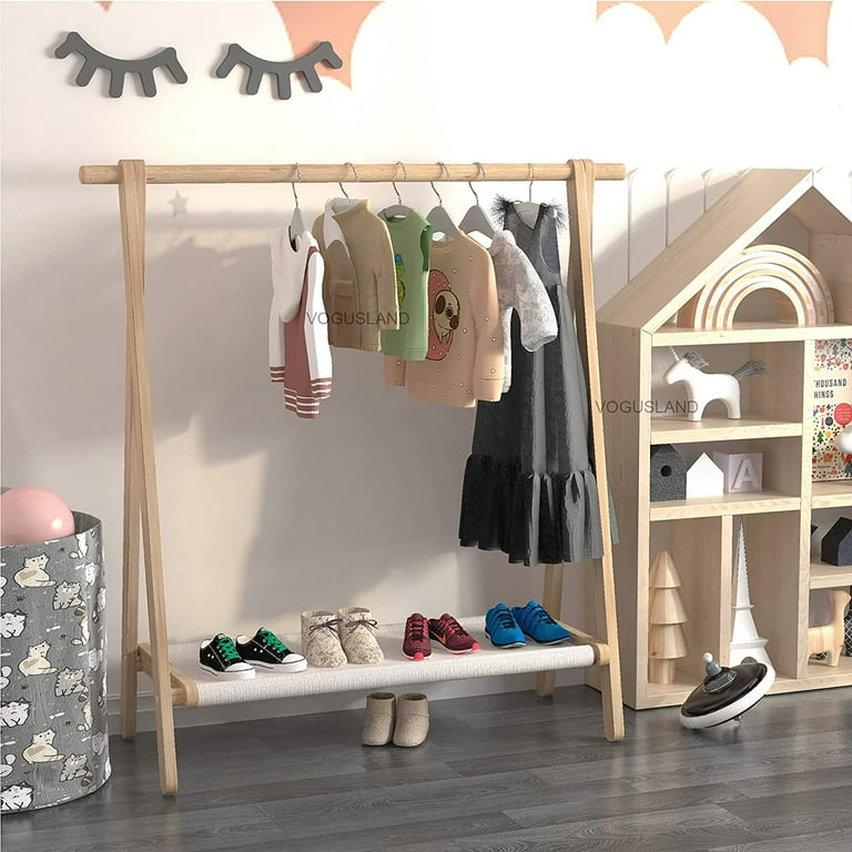 Montessori Clothing Rack With Shelf Personalized Kids 