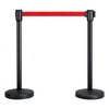 Alden Design Retractable Belt Stanchion Set Crowd Control Barriers Nylon Rope Safety Stanchion for Outdoor Indoor,Set of 2