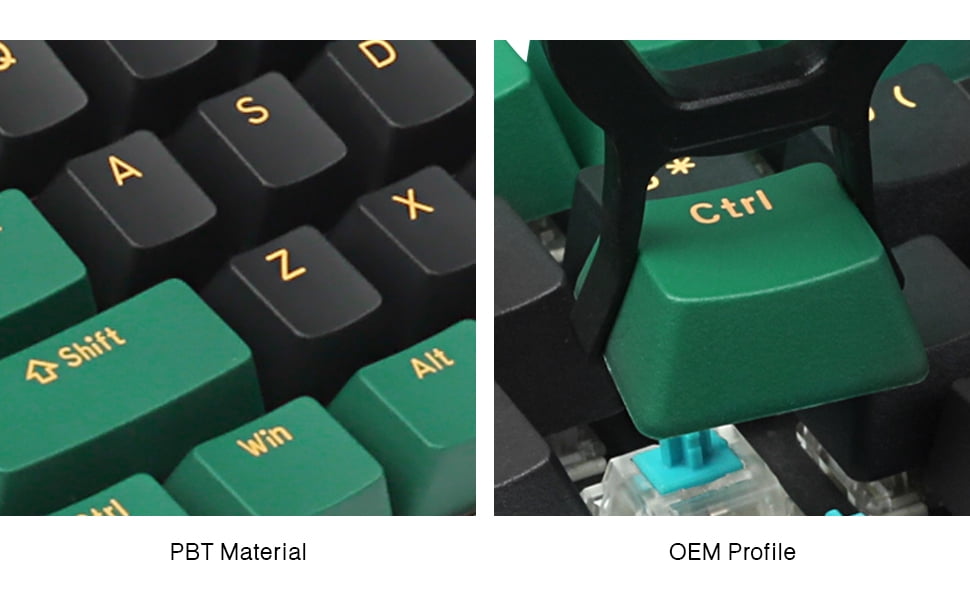 PBT Keycaps Set Custom OEM Profile,Cherry MX Keyset for US and UK Layouts 108/104/98/87/68/61 MX Switches Mechanical Keyboard,Mars Green