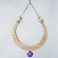 thumbnail image 3 of Wood Bird Swing Moon Shaped Fun Beaded Bird Swing Parrot Swing Perch with Bell, 3 of 8