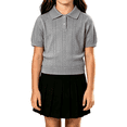 thumbnail image 2 of Girl Uniform Shirt Knit Collared Short Sleeve Fit Tops Summer Casual Solid School Tops for Girls, 2 of 7