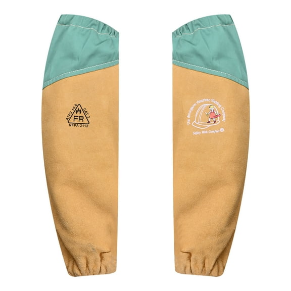 The Strongarm American Welding Co 18 Inch Cow Split Welding Sleeves with Fire-Repellent Cotton Protection