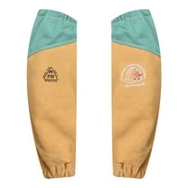 Strongarm Welding Premium Leather Welding Sleeves 18 Inch Green/Yellow with Kevlar & Fire-Repellent Cotton