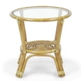 thumbnail image 4 of Leo Rattan Wicker Round Accent Coffee Table with Glass, Natural, 4 of 7
