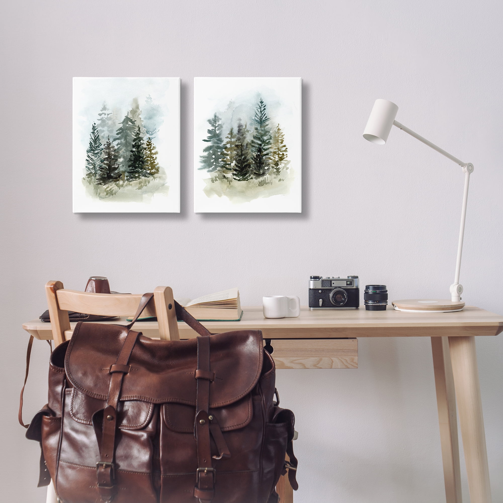 Stupell Industries Pine Trees Forest Grove Landscape & Nature Painting Wrapped Canvas Art Print Wall Art, 16 x 20, Set of 2
