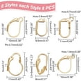 thumbnail image 6 of 48 Pcs Brass Leverback Earring Findings 6 Styles Golden French Earring Hooks Assorted Shape Metal Leverback Earwires with Horizontal Open Loop for DIY Earring Making Jewelry, 6 of 7