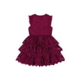 thumbnail image 3 of Kensie Girl 3 Tier All over Lace Dress Wine, Sizes 4-16, 3 of 5
