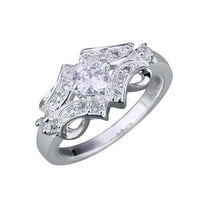 CILENON Engagement Round Cut Zircons Women Wedding Rings Jewelry Rings For Woman Full Diamond Ladies Ring (Silver,6)