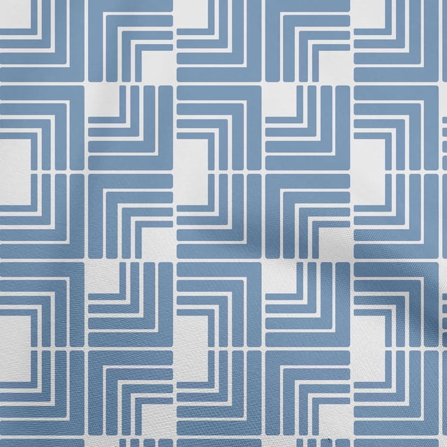 oneOone Cotton Cambric Blue Fabric Geometric Sewing Material Print Fabric By The Yard 56 Inch Wide