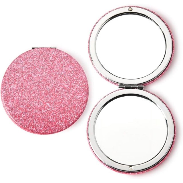 Mini Compact Mirror Pink Small Mirror for Purse Pocket Mirror for Women Girls Compact 1x/2x Magnifying Mirror with PU Leather Mirrors for Women Girls Portable Hand Mirror Pink
