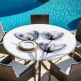 thumbnail image 5 of Light Grey Tulip Round Tablecloth 45-54 Inch Round Fitted Table Cloth with Elastic Edge, Rustic Elegant Floral Botanical Waterproof Table Cover Protector for Outdoor Picnic Party Dining, 5 of 6