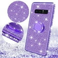 thumbnail image 3 of Samsung Galaxy S10 Plus/S10+ Case Cute Ring Stand Glitter Phone Case Cover, Bling Diamond Rhinestone Bumper Sparkly Kickstand Clear Girls Women for Galaxy S10+/S10 Plus - Purple, 3 of 5
