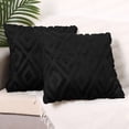 thumbnail image 2 of Unique Bargains Shaggy Plush Throw Pillow Covers Couch Pillow Covers (2 Count) Black-1 20" x 20", 2 of 6