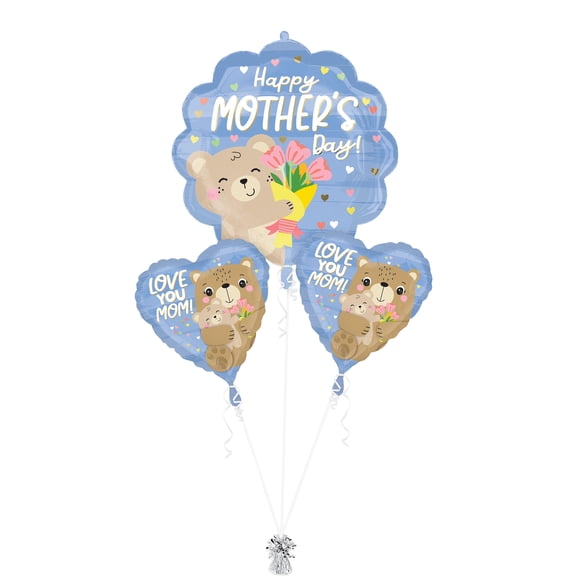 Mother's Day 3-piece bouquet Bear hugs helium balloon