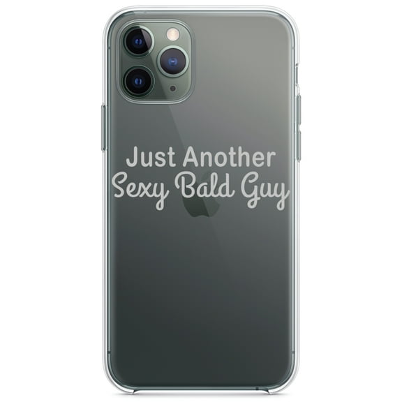 DistinctInk Clear Shockproof Hybrid Case for iPhone 12 MINI (5.4" Screen) - TPU Bumper Acrylic Back Tempered Glass Screen Protector - Just Another Sexy Bald Guy