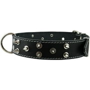 real leather black spiked dog collar spikes, 1.6 wide. fits 19-23.5 neck, large breeds cane corso, american bulldog.