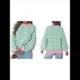 thumbnail image 2 of Camisas de Larga para Mujer, Túnicas Holgadas con Cuello Redondo A Rayas y Bloques de Color de Otoño. Verde XL, 2 of 6