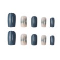 thumbnail image 3 of Fofosbeauty 24pcs Press on False Nails Tips, Square Fake Nails, Square Haze Blue Halo Marbling, 3 of 7