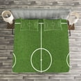thumbnail image 3 of Ambesonne Sports Quilted Bedspread Set 3 Pcs, Soccer Stadium Field Print, Queen Size, Fern Green White, 3 of 3